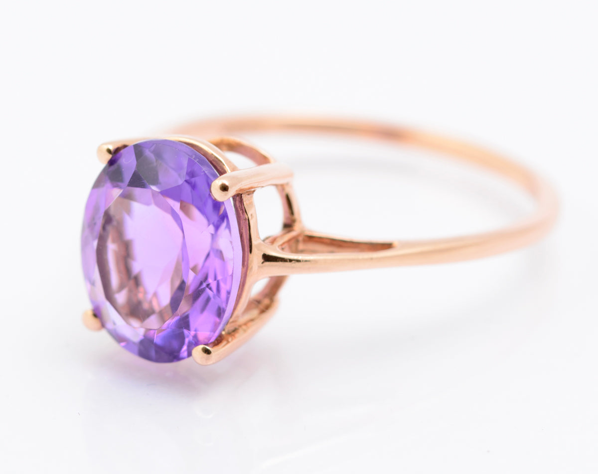Elegant Ladies 9ct Rose Gold & 3 Carat Lavender Amethyst Solitaire Ring (B2326)