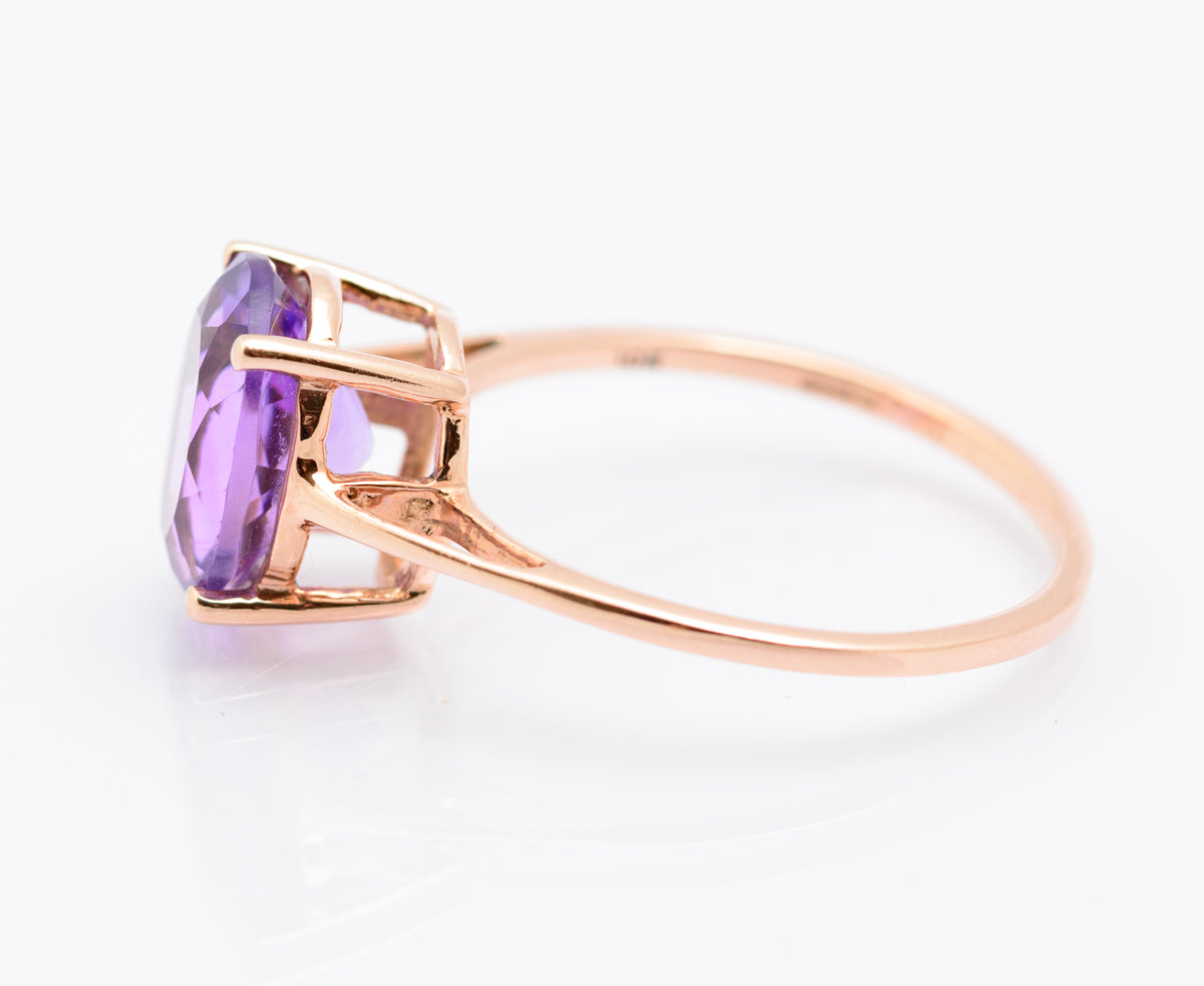Elegant Ladies 9ct Rose Gold & 3 Carat Lavender Amethyst Solitaire Ring (B2326)