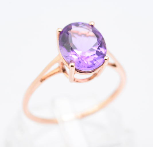 Elegant Ladies 9ct Rose Gold & 3 Carat Lavender Amethyst Solitaire Ring (B2326)