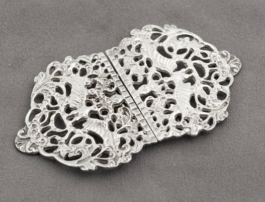 Vintage Sterling Silver Nurses Buckle With Liver Bird Design Hallmarked 1977 (B2328)