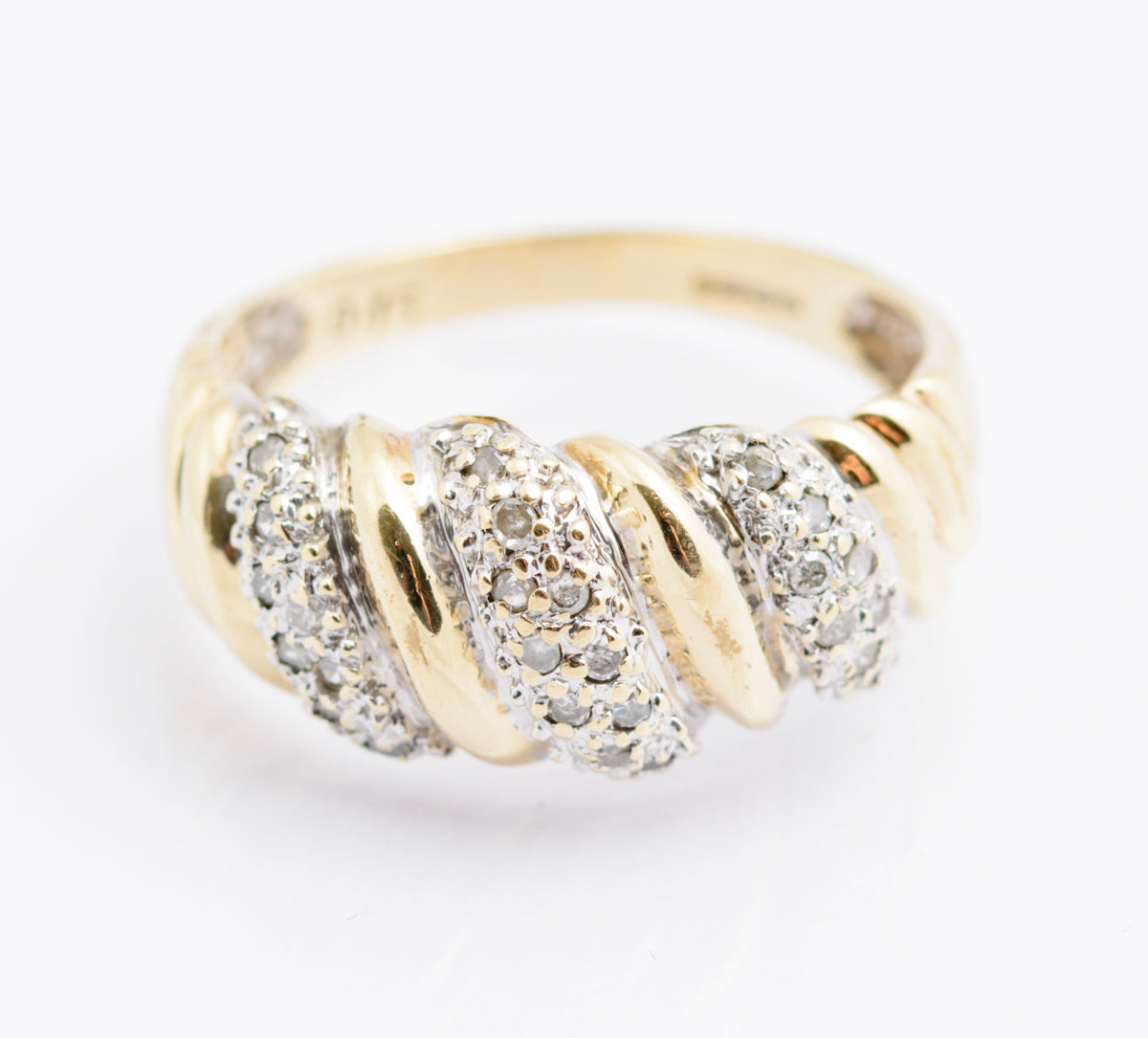 Vintage 9ct Gold & Diamond Banded Cluster Ring Hallmarked Birmingham Size O (B2332)