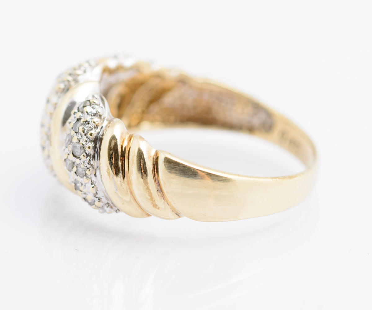 Vintage 9ct Gold & Diamond Banded Cluster Ring Hallmarked Birmingham Size O (B2332)