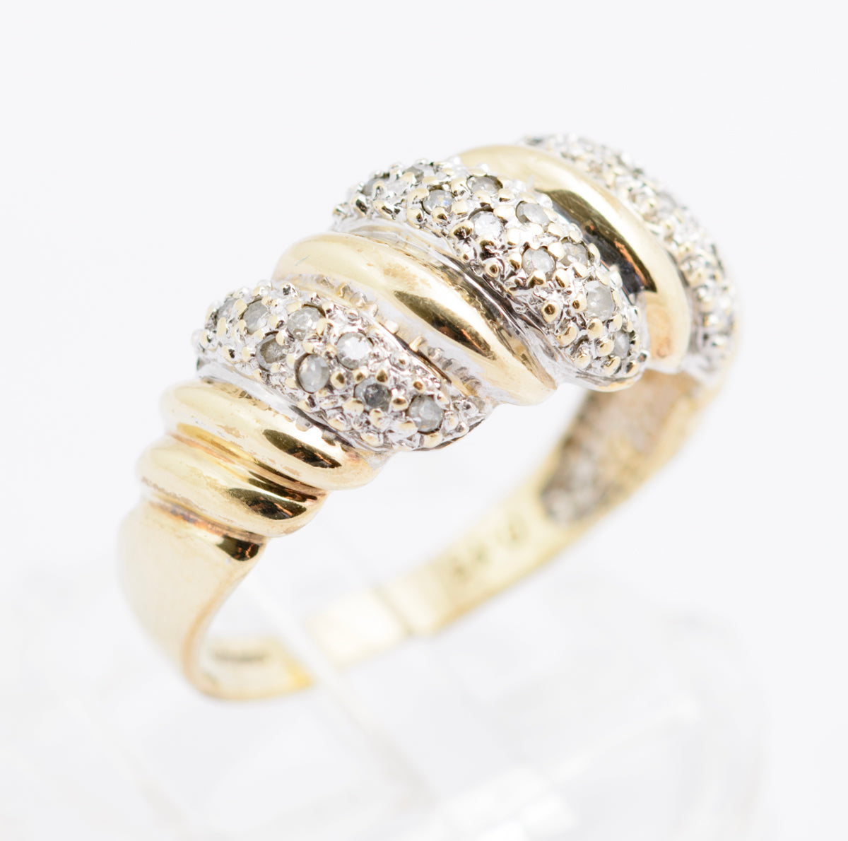 Vintage 9ct Gold & Diamond Banded Cluster Ring Hallmarked Birmingham Size O (B2332)