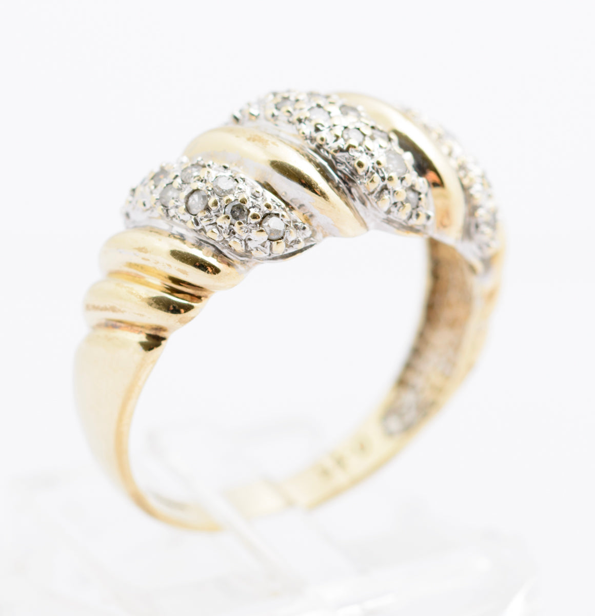 Vintage 9ct Gold & Diamond Banded Cluster Ring Hallmarked Birmingham Size O (B2332)