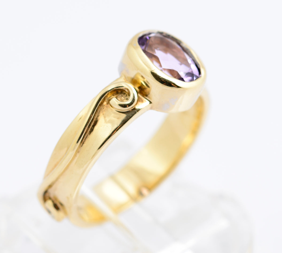 Vintage 9ct Gold & Natural Rose de France Amethyst Artisan Made Ring Size K (B2338)
