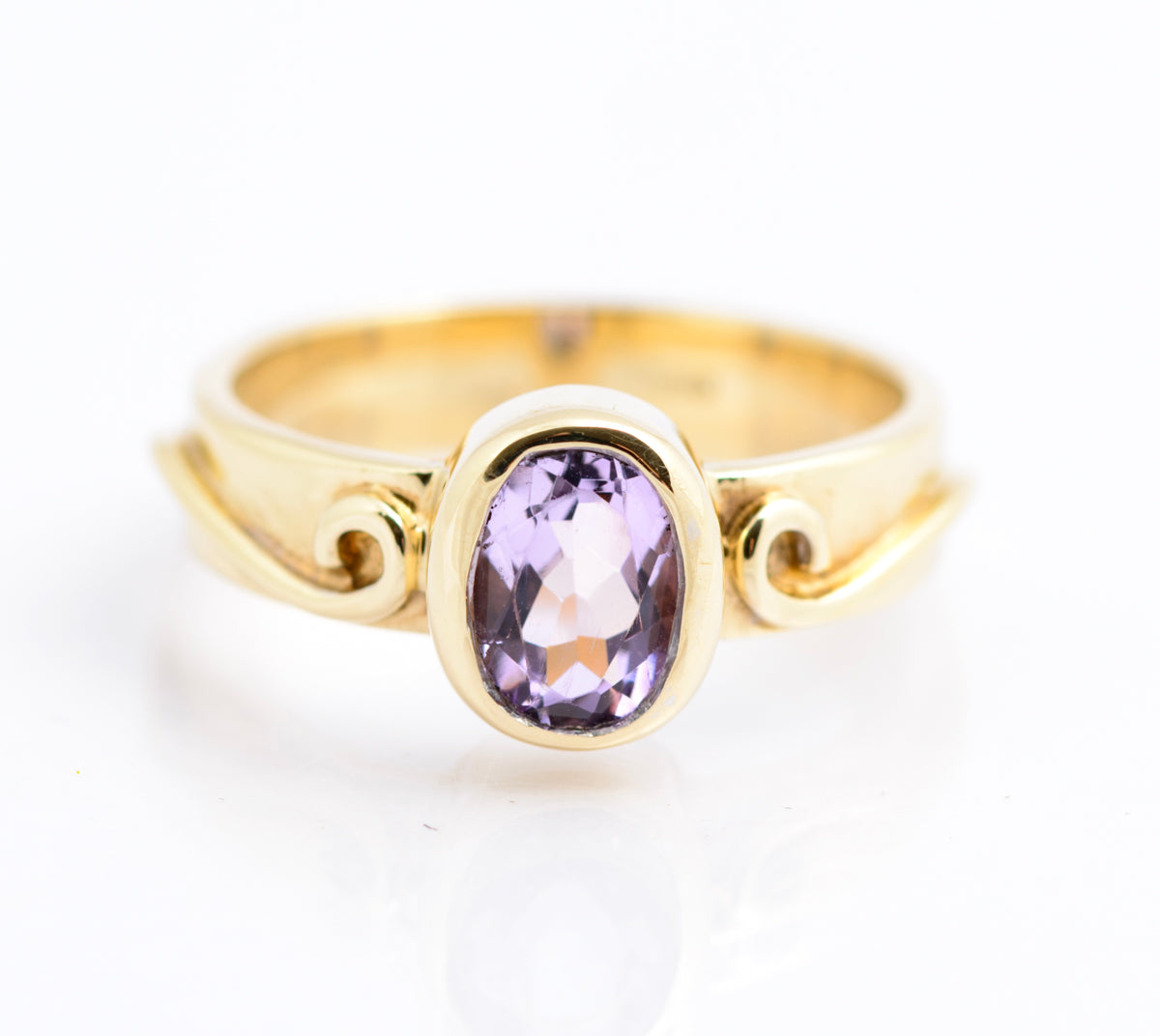 Vintage 9ct Gold & Natural Rose de France Amethyst Artisan Made Ring Size K (B2338)