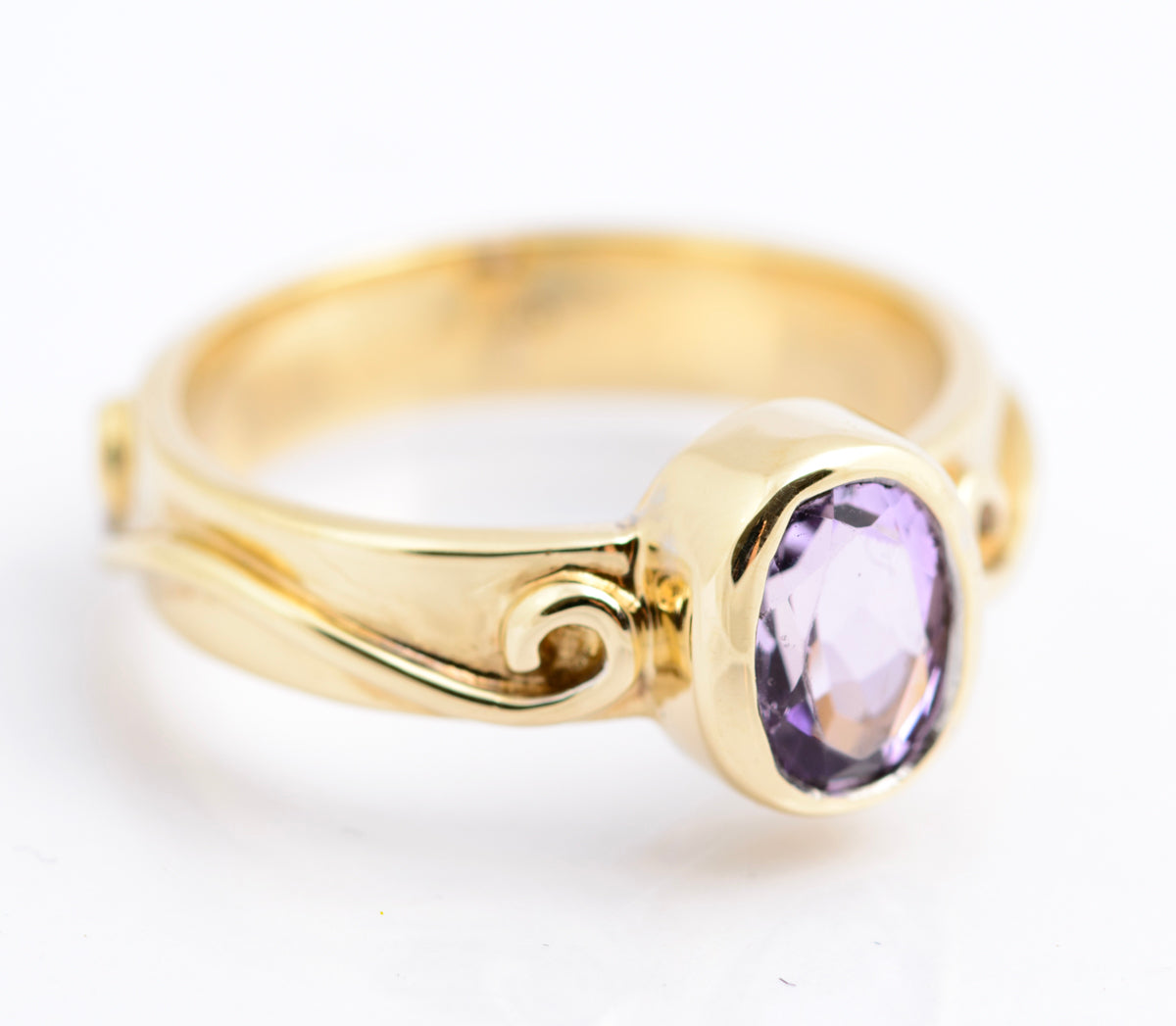 Vintage 9ct Gold & Natural Rose de France Amethyst Artisan Made Ring Size K (B2338)