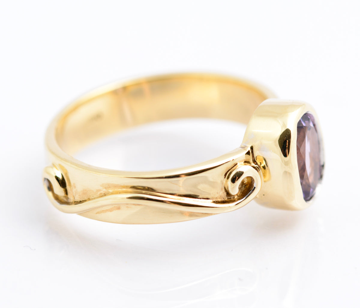 Vintage 9ct Gold & Natural Rose de France Amethyst Artisan Made Ring Size K (B2338)