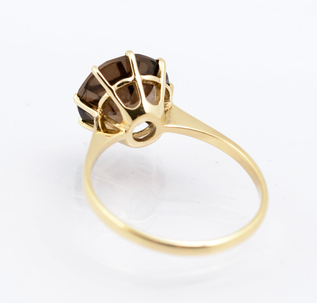 Vintage 1970's 9ct Hallmarked Gold Smoky Quartz Elegant Solitaire Ring Size O (B2341)