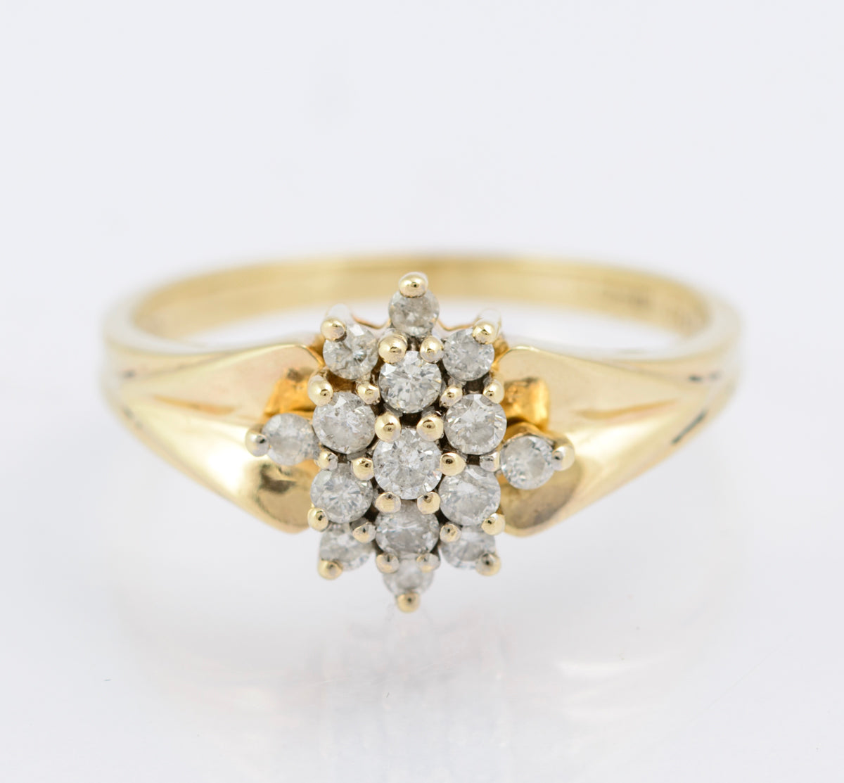 Vintage 9ct Gold & 0.33 Carat Natural Diamond Cluster Ring London Hallmark (B2345)