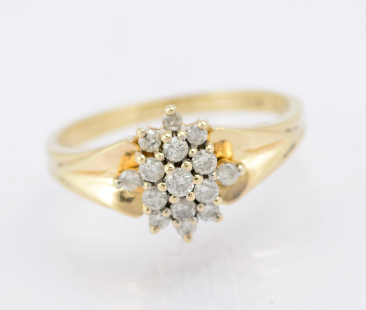 Vintage 9ct Gold & 0.33 Carat Natural Diamond Cluster Ring London Hallmark (B2345)