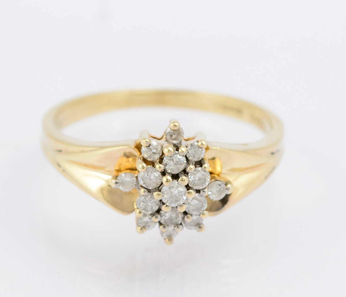 Vintage 9ct Gold & 0.33 Carat Natural Diamond Cluster Ring London Hallmark (B2345)