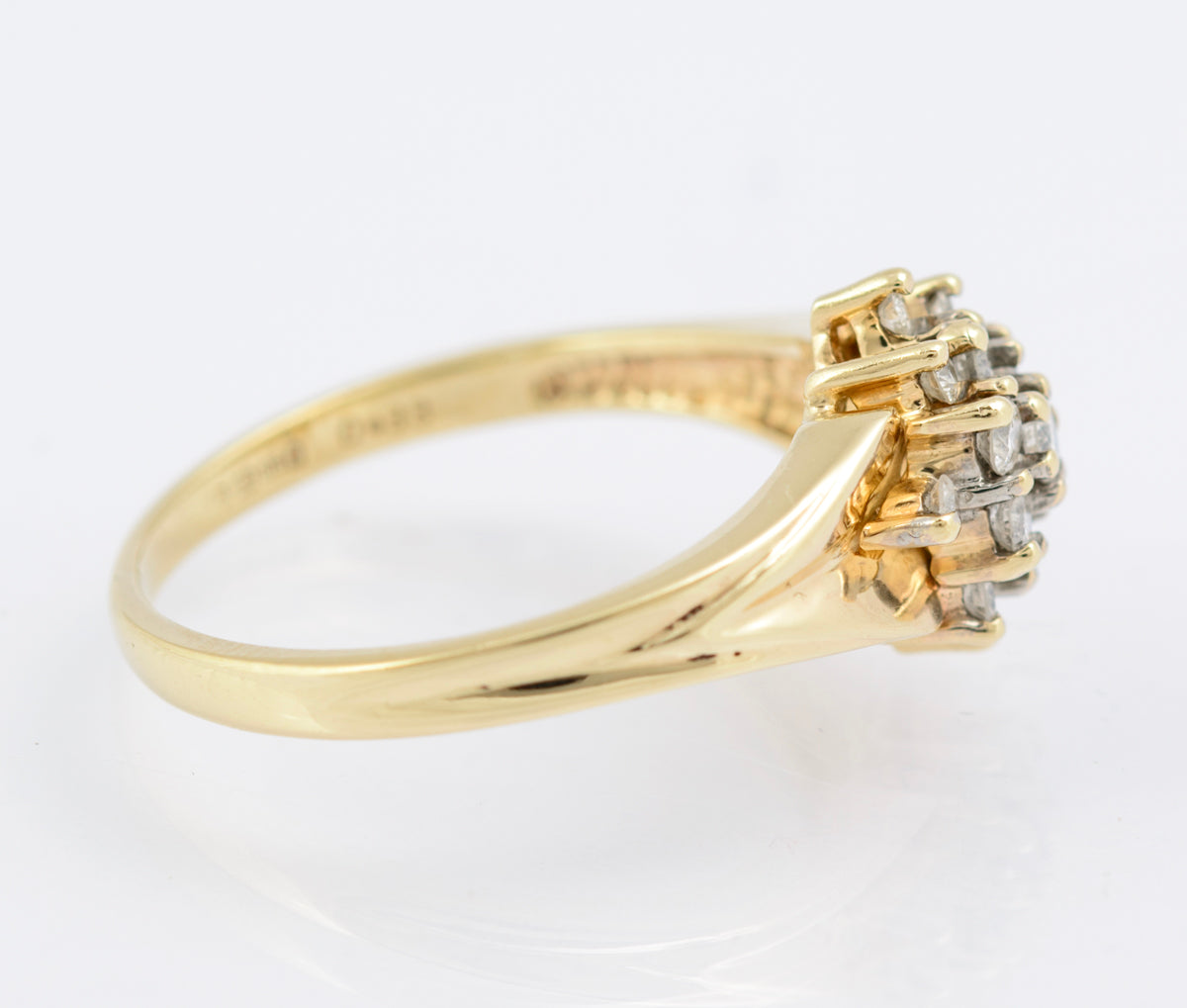 Vintage 9ct Gold & 0.33 Carat Natural Diamond Cluster Ring London Hallmark (B2345)