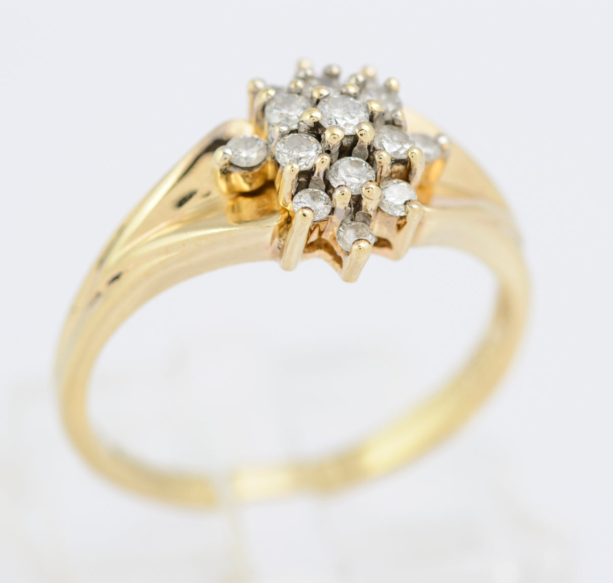 Vintage 9ct Gold & 0.33 Carat Natural Diamond Cluster Ring London Hallmark (B2345)