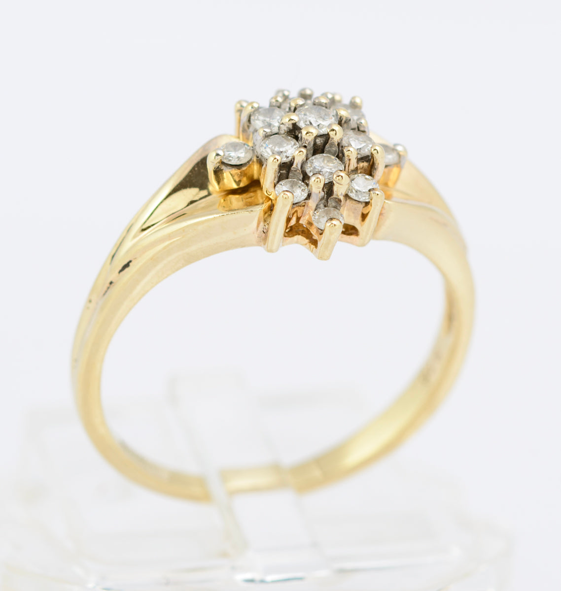 Vintage 9ct Gold & 0.33 Carat Natural Diamond Cluster Ring London Hallmark (B2345)