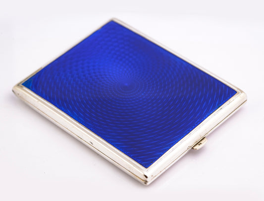 Antique Austrian 800 Silver & Guilloche Enamel Cigarette Case Vienna c.1920(B2349)