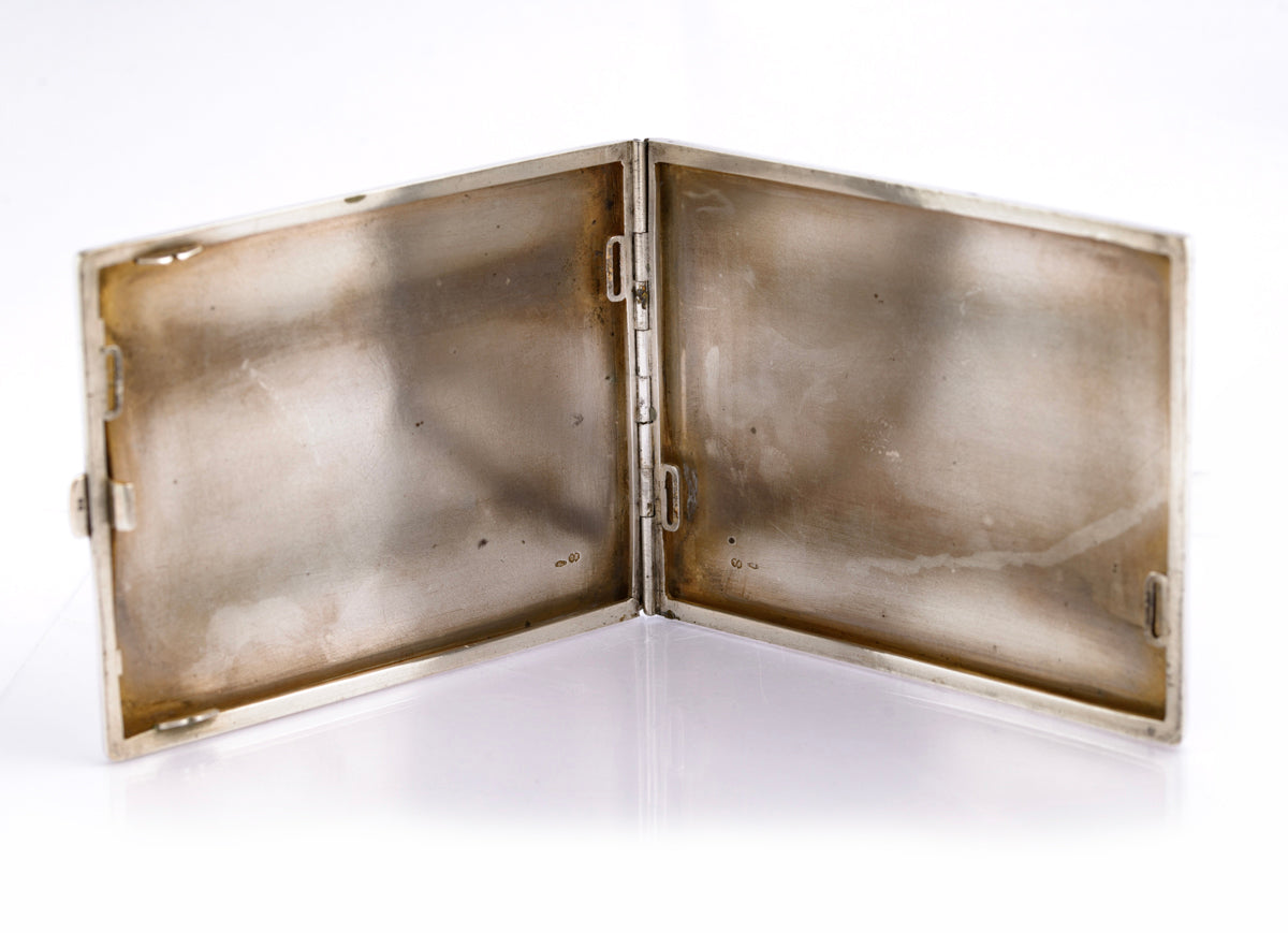 Antique Austrian 800 Silver & Guilloche Enamel Cigarette Case Vienna c.1920(B2349)