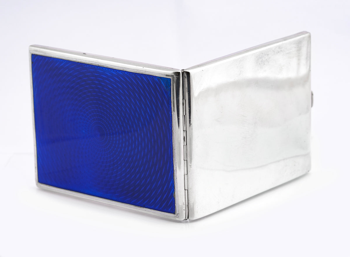 Antique Austrian 800 Silver & Guilloche Enamel Cigarette Case Vienna c.1920(B2349)