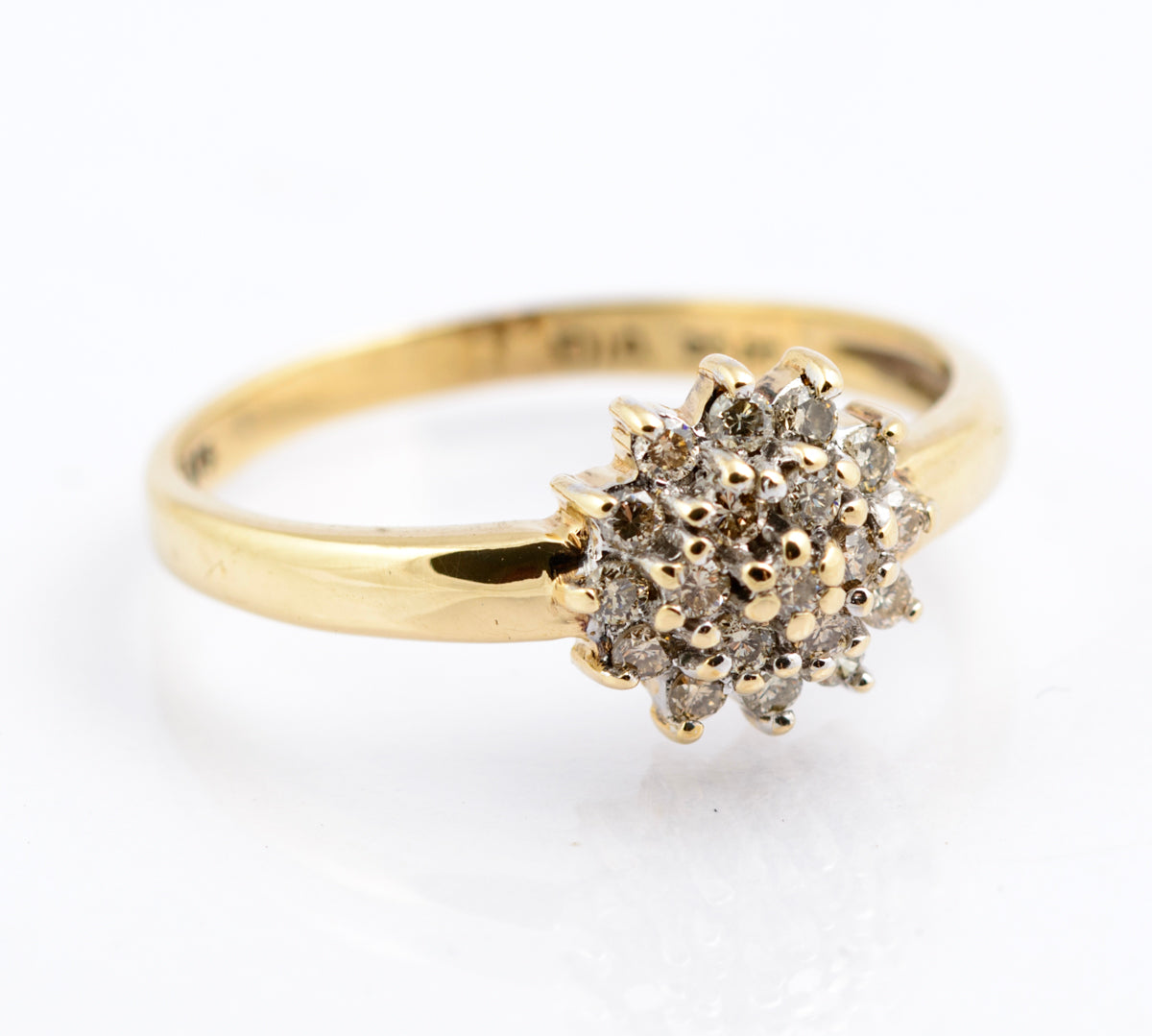 Vintage 9ct Yellow Gold & Natural Diamond Cluster Ring 1/4 Carat TCW Size N (B2352)
