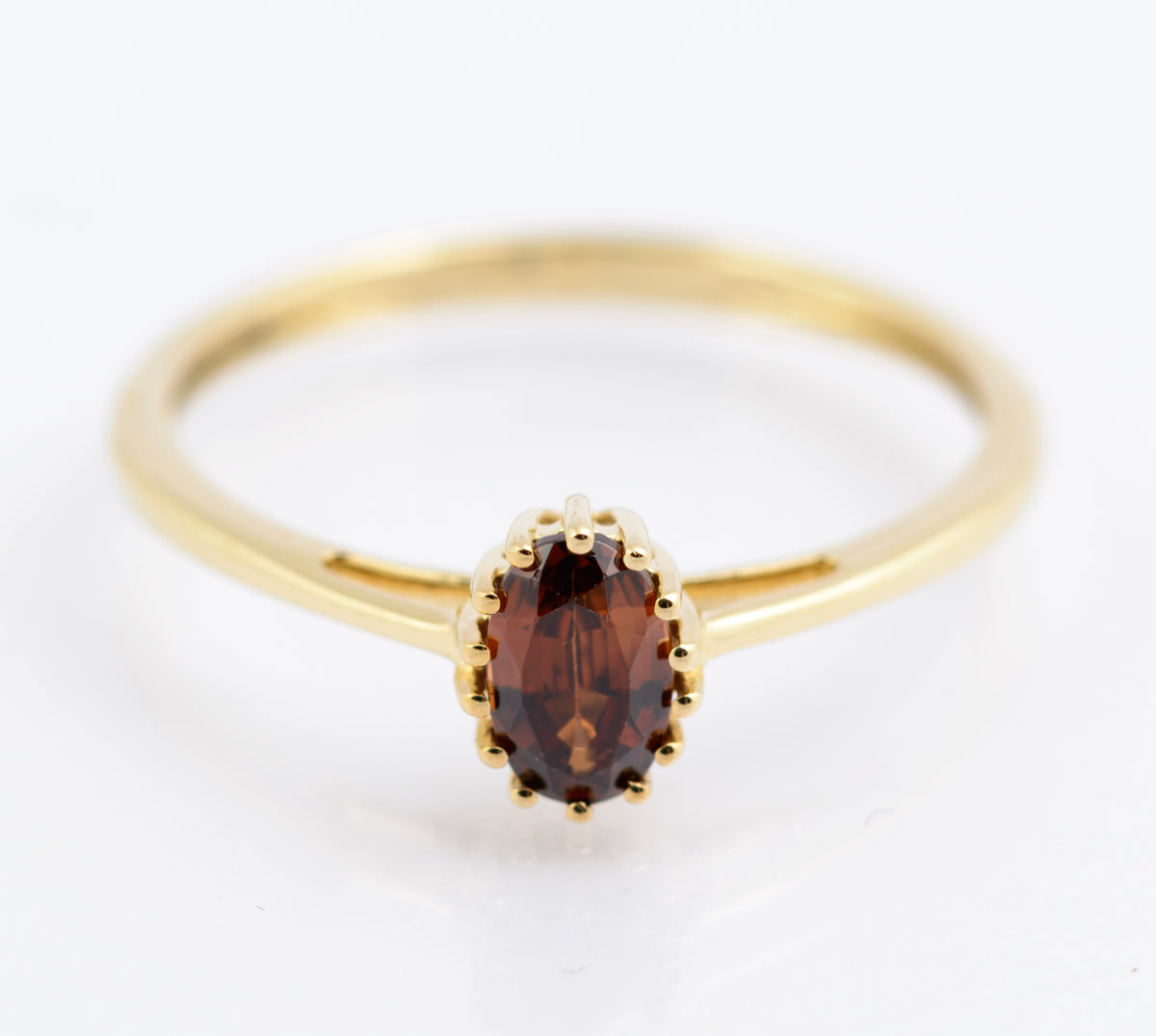 9ct Gold Ring With Amber Jacinth Zircon Gemstone Birmingham Hallmark Size O(B2353)