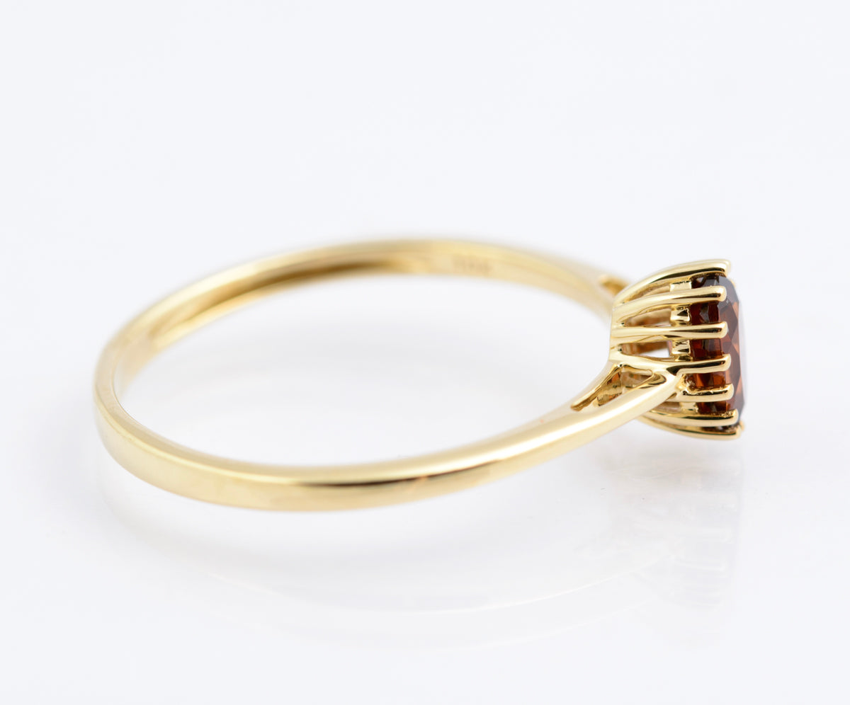 9ct Gold Ring With Amber Jacinth Zircon Gemstone Birmingham Hallmark Size O(B2353)