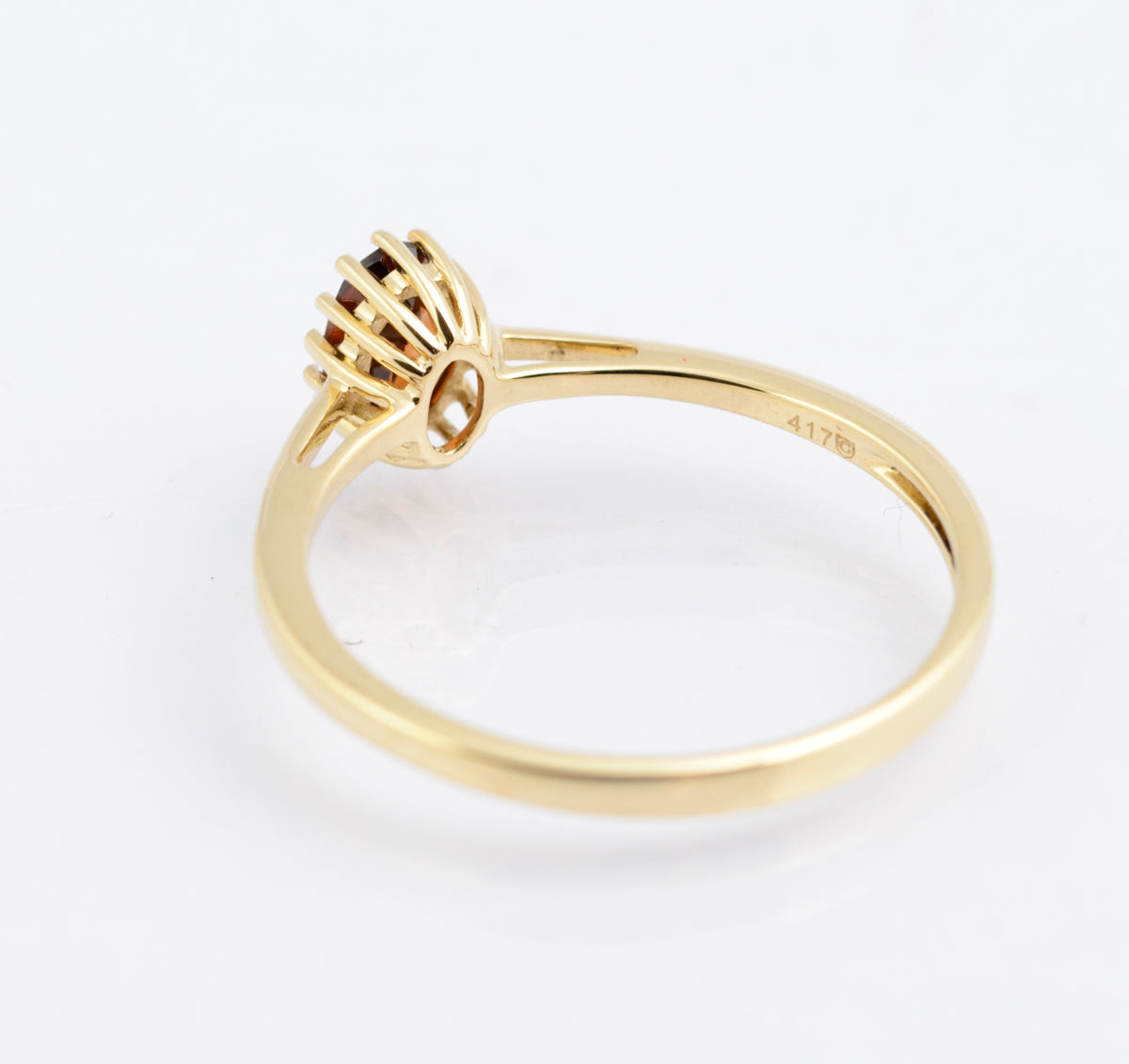 9ct Gold Ring With Amber Jacinth Zircon Gemstone Birmingham Hallmark Size O(B2353)
