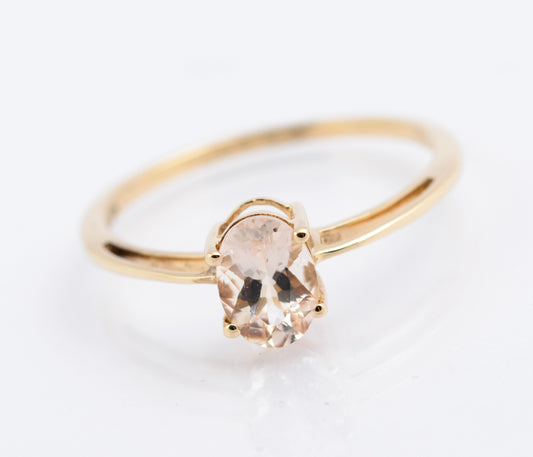 9ct Yellow Gold Ring With 0.63 Carat Natural Morganite Gemstone Size N1/2 (B2355)