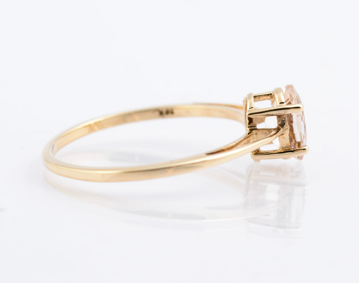9ct Yellow Gold Ring With 0.63 Carat Natural Morganite Gemstone Size N1/2 (B2355)