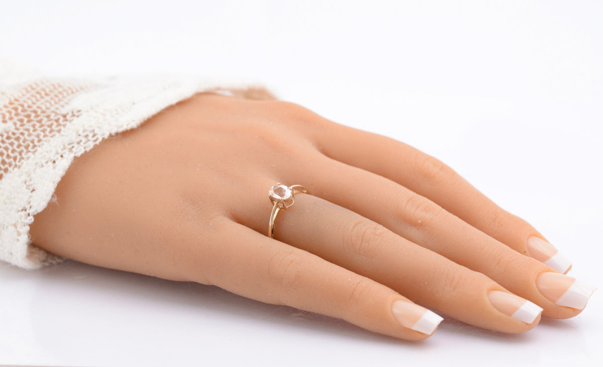 9ct Yellow Gold Ring With 0.63 Carat Natural Morganite Gemstone Size N1/2 (B2355)