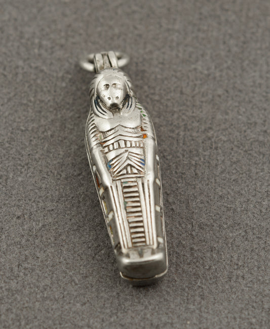 Antique Egyptian .800 Silver Pharaoh Sarcophagus Mummy Charm/Pendant (B2376)