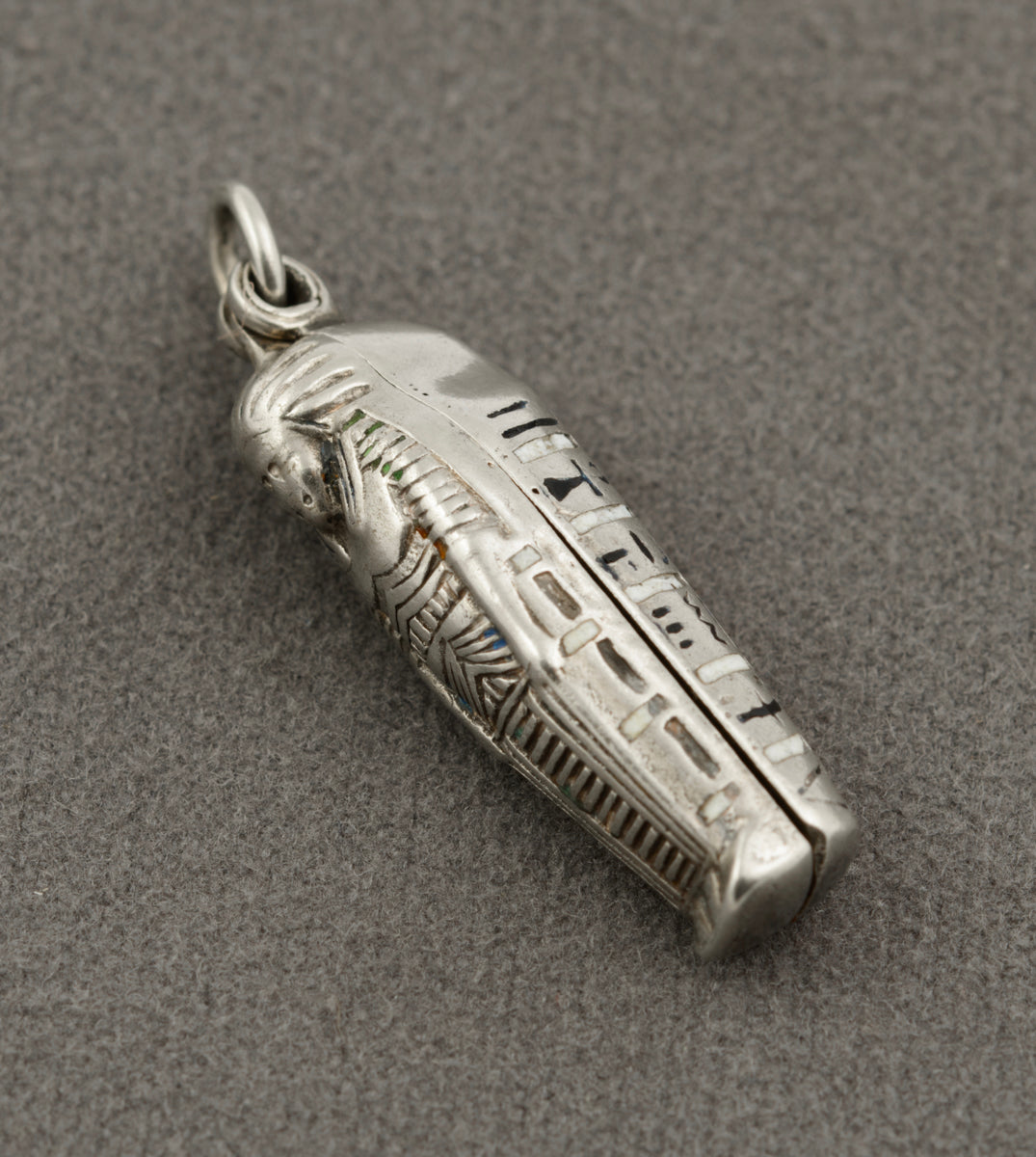 Antique Egyptian .800 Silver Pharaoh Sarcophagus Mummy Charm/Pendant (B2376)