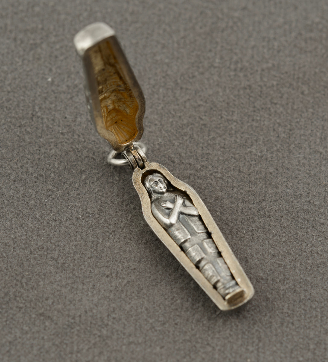 Antique Egyptian .800 Silver Pharaoh Sarcophagus Mummy Charm/Pendant (B2376)