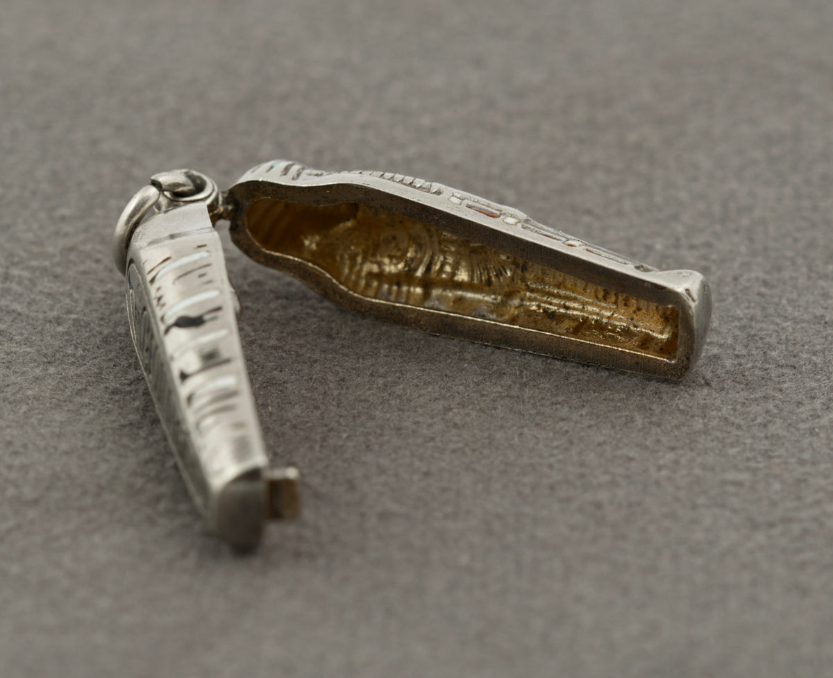 Antique Egyptian .800 Silver Pharaoh Sarcophagus Mummy Charm/Pendant (B2376)