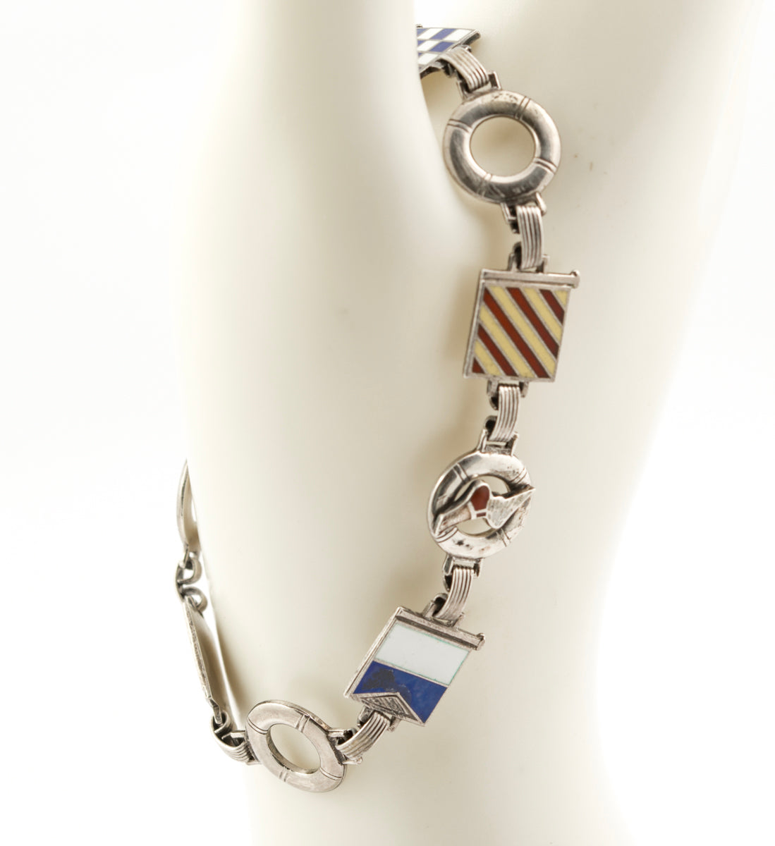 Vintage New York Athletic Club Naval Flag Rowing Sterling Silver/Enamel Bracelet (B2382)