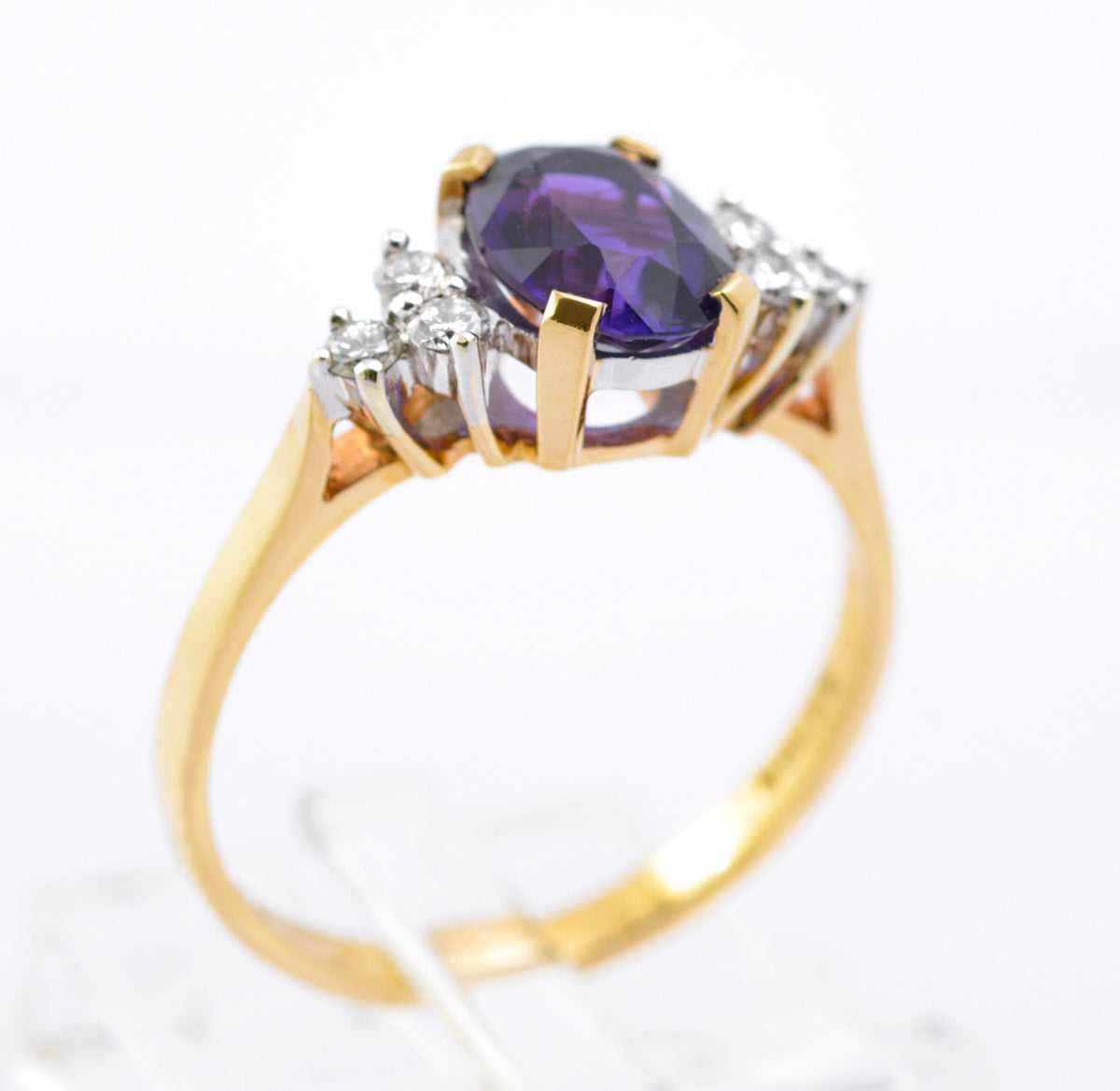 Fine Quality 9ct Gold Natural Amethyst & Diamond Engagement Ring Vintage 1988 (B2388)