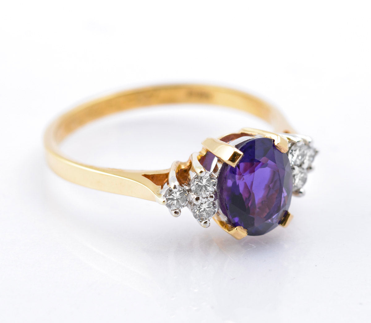 Fine Quality 9ct Gold Natural Amethyst & Diamond Engagement Ring Vintage 1988 (B2388)