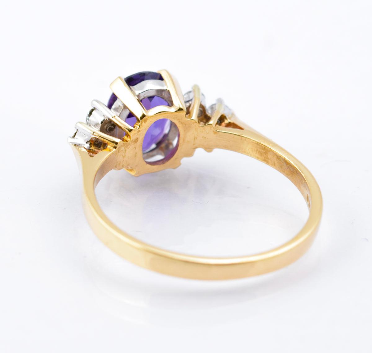 Fine Quality 9ct Gold Natural Amethyst & Diamond Engagement Ring Vintage 1988 (B2388)