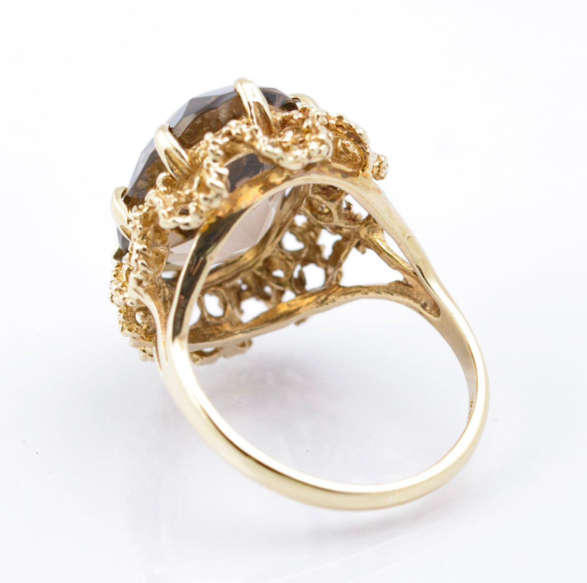 Vintage 9ct Gold & Natural Smoky Quartz Cocktail Ring Size L Hallmarked 1977 (B2392)