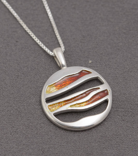 Malcolm Gray For Ortak Scottish Sterling Silver & Enamel Pendant Necklace (B2396)