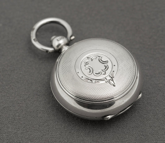 Antique Edwardian Sterling Silver Sovereign Holder Engine Turned Hallmarked (B2397)