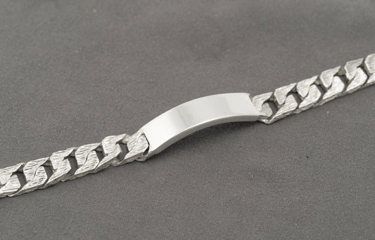 Vintage Sterling Silver Heavy Chunky Identity ID Bracelet Curb Link Hallmarked (B2398)