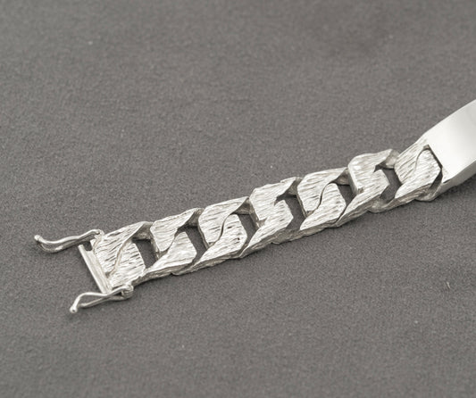Vintage Sterling Silver Heavy Chunky Identity ID Bracelet Curb Link Hallmarked (B2398)