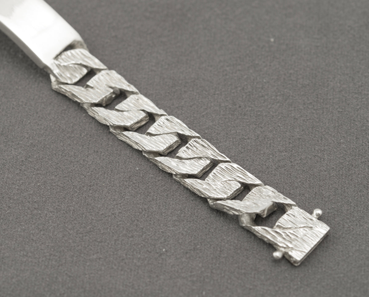 Vintage Sterling Silver Heavy Chunky Identity ID Bracelet Curb Link Hallmarked (B2398)