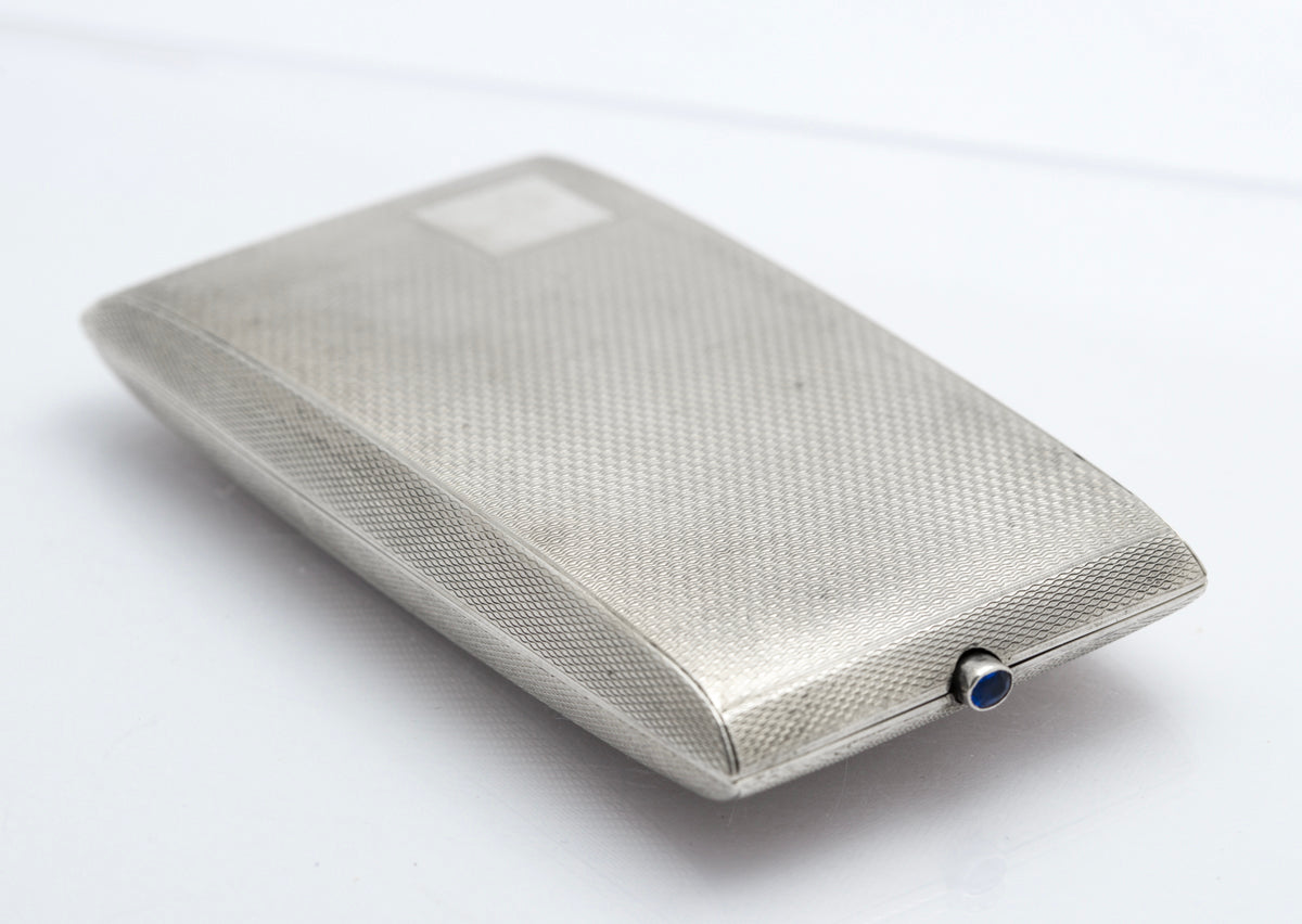 Antique Art Deco Sterling Silver Cigarette Case Engine Turned Hallmarked 1933 (B2402)