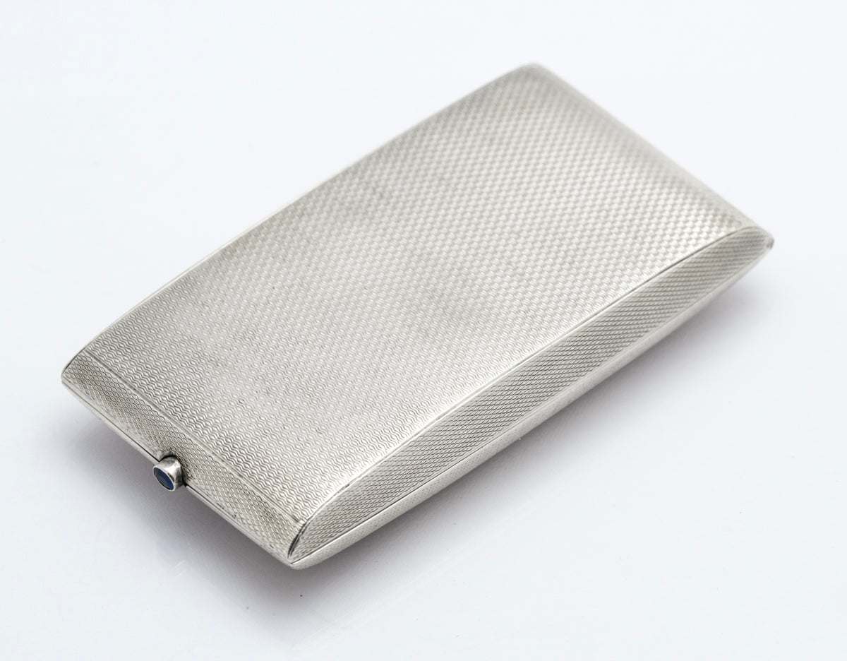 Antique Art Deco Sterling Silver Cigarette Case Engine Turned Hallmarked 1933 (B2402)