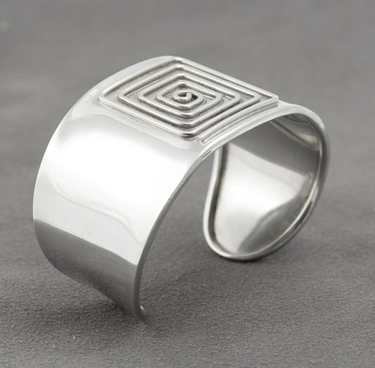 Vintage Dominique Dinouart Sterling Silver Mexican Cuff Bangle Marked DDD (B2403)