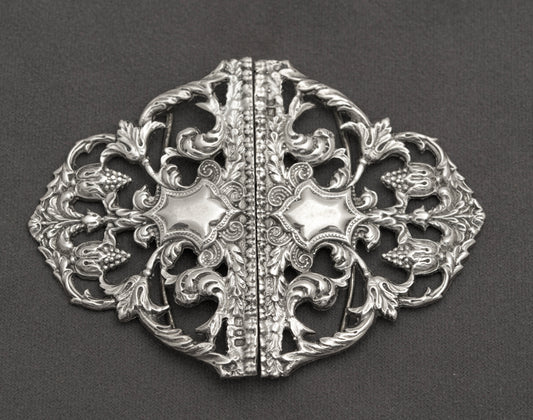 Vintage Sterling Silver Hallmarked 1974 Nurses/Dress Buckle Baroque Design (B2404)