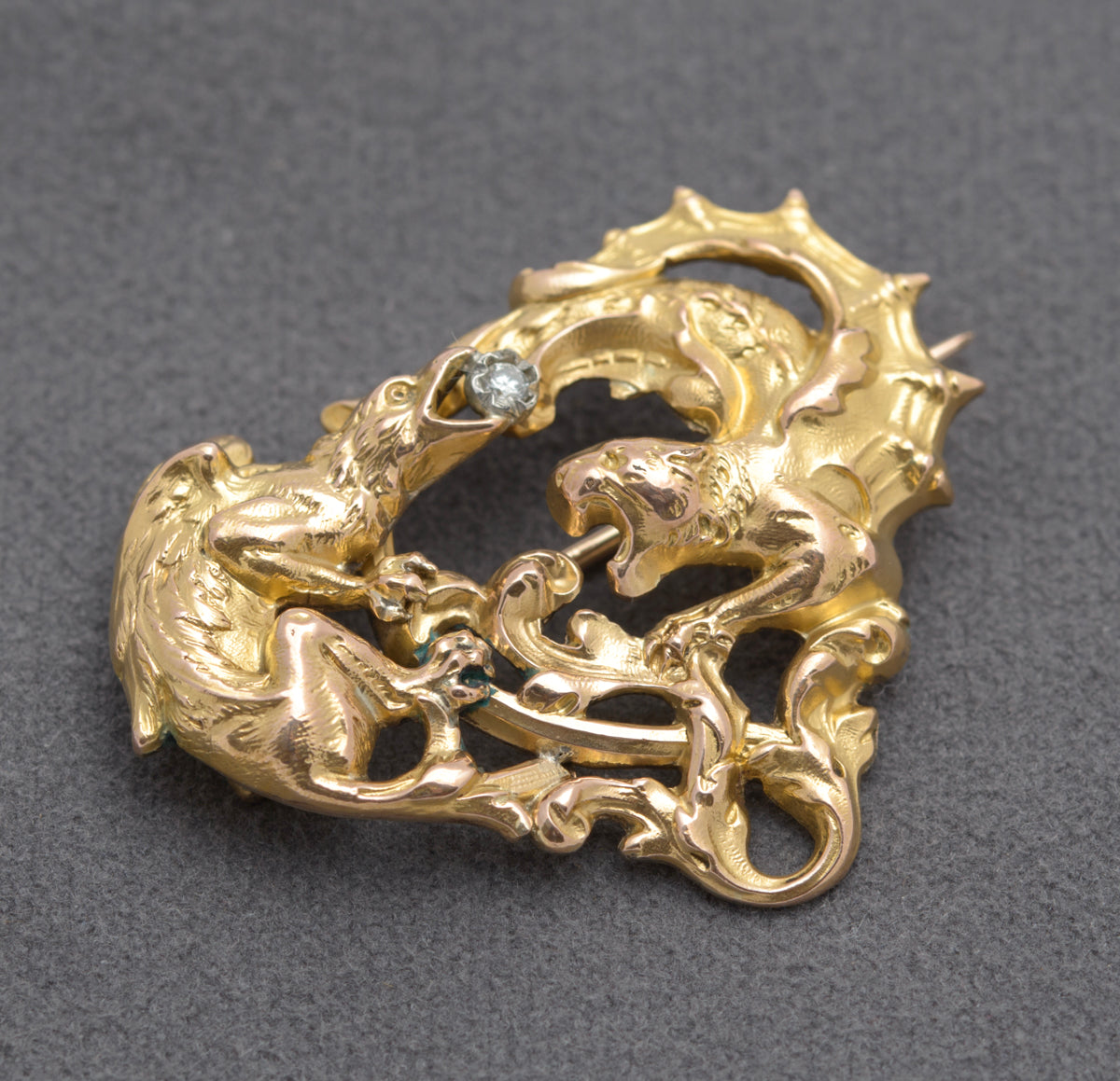 Maison Savard 18ct Gold FIX (Filled) Natural Diamond Antique Art Nouveau Brooch/Pin (B2405)