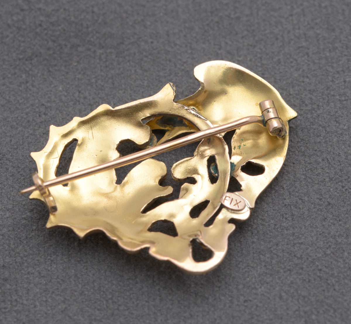 Maison Savard 18ct Gold FIX (Filled) Natural Diamond Antique Art Nouveau Brooch/Pin (B2405)