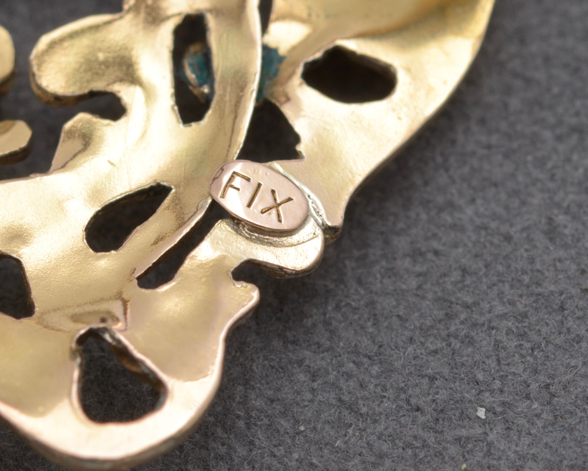 Maison Savard 18ct Gold FIX (Filled) Natural Diamond Antique Art Nouveau Brooch/Pin (B2405)
